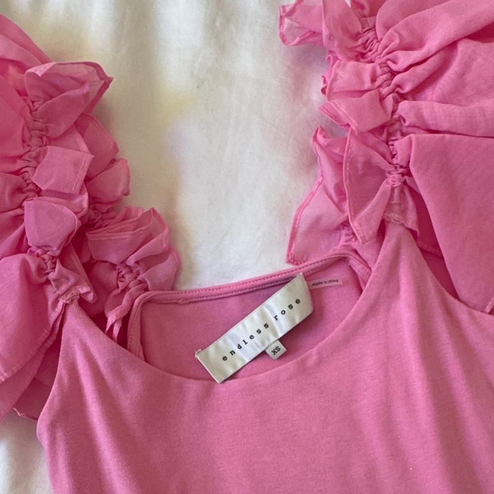 Pink Ruffle Sleeve top - Picture 2 of 4